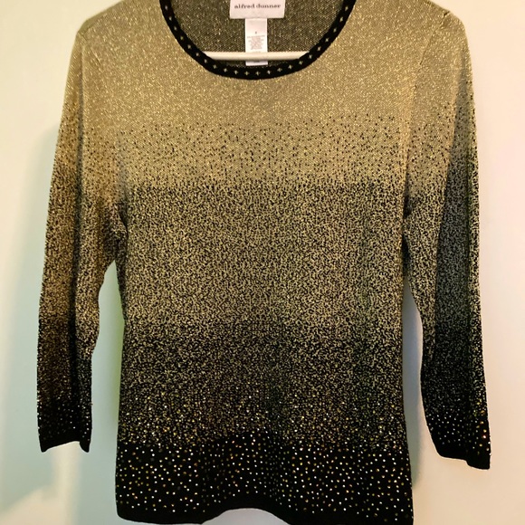 Alfred Dunner Sweaters - Alfred Dunner Black/Gold Pullover Sweater